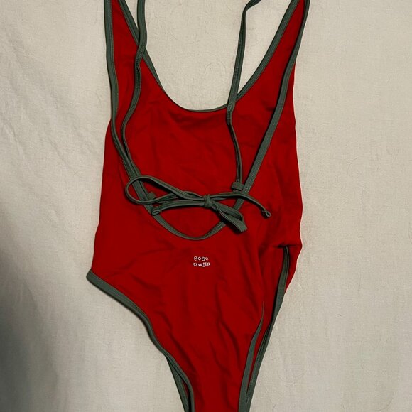 Soso Swim Round Neck Swimsuit (Tangerine) - Picture 4 of 9